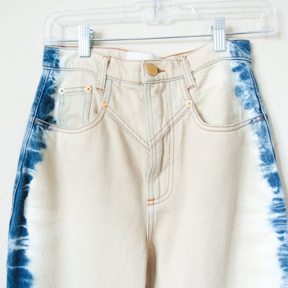 NEW! ALBERTA FERRETI Designer Bleached Denim Jeans High Rise Tan/Blue-4 Orig$698 - Picture 9 of 16